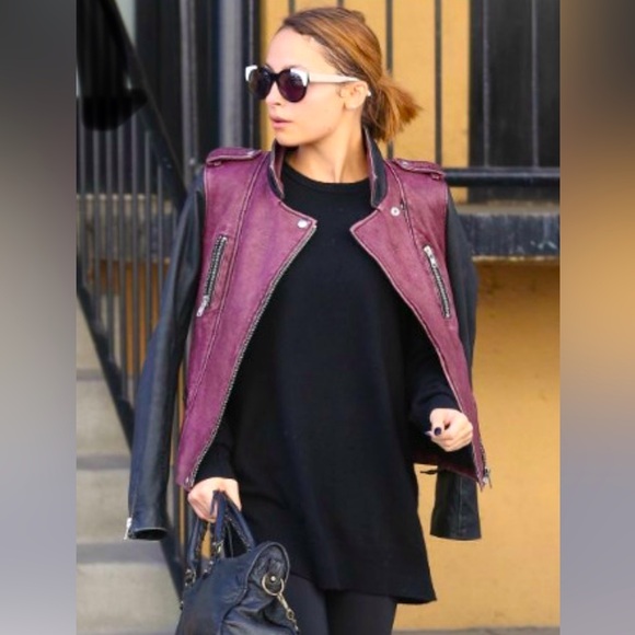 Iro anabela leather trendy motorcycle jacket sz m